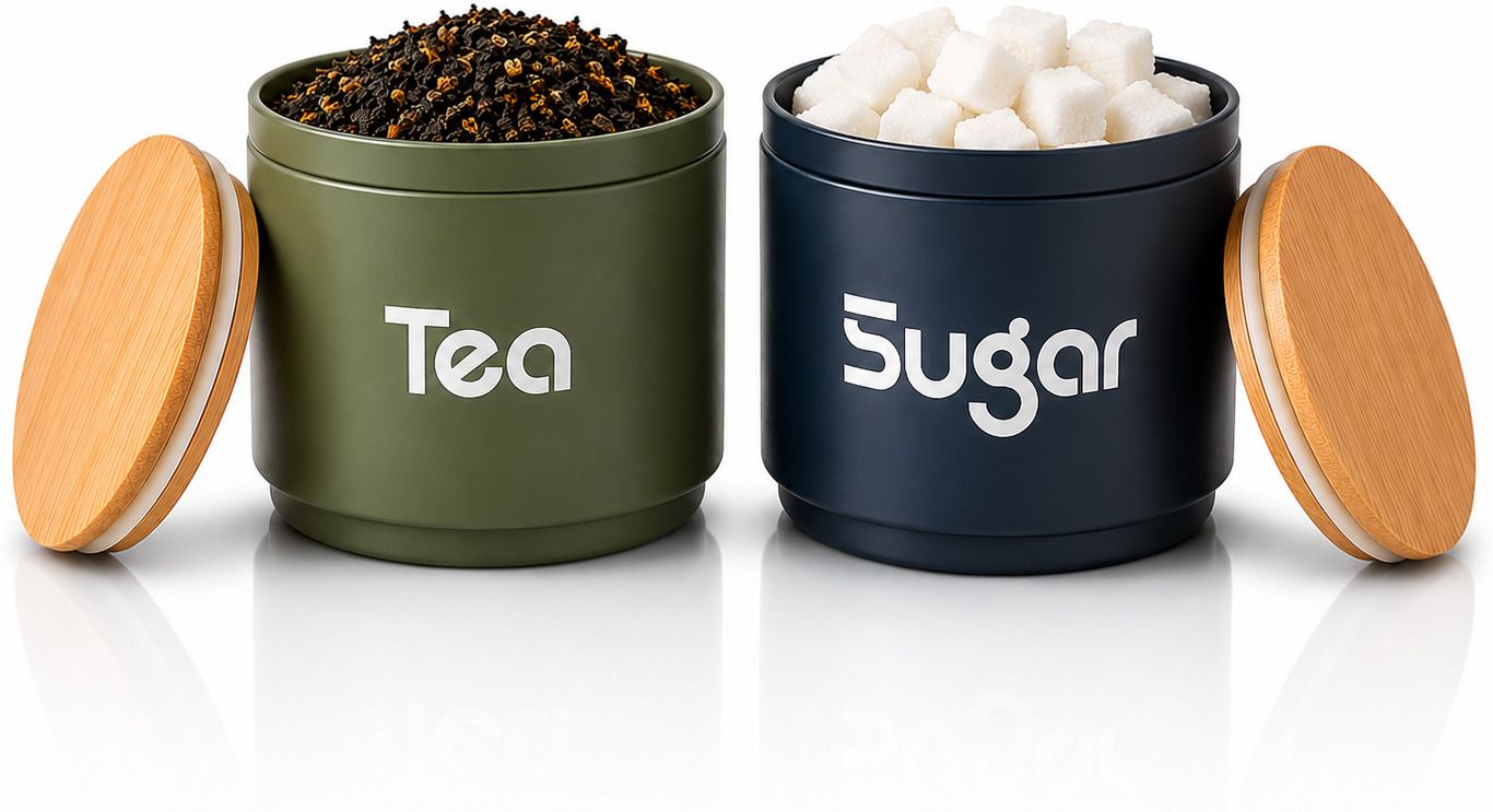 bellora home Glass, Gold Plated, Silicone, Wooden Tea Coffee & Sugar Container - 350 ml-picture-16