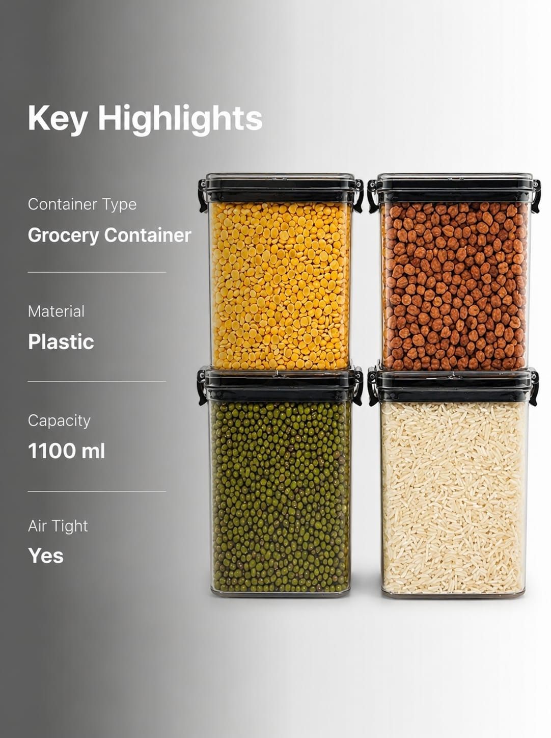 sk ecom enterprises Plastic Grocery Container - 1100 ml-picture-27