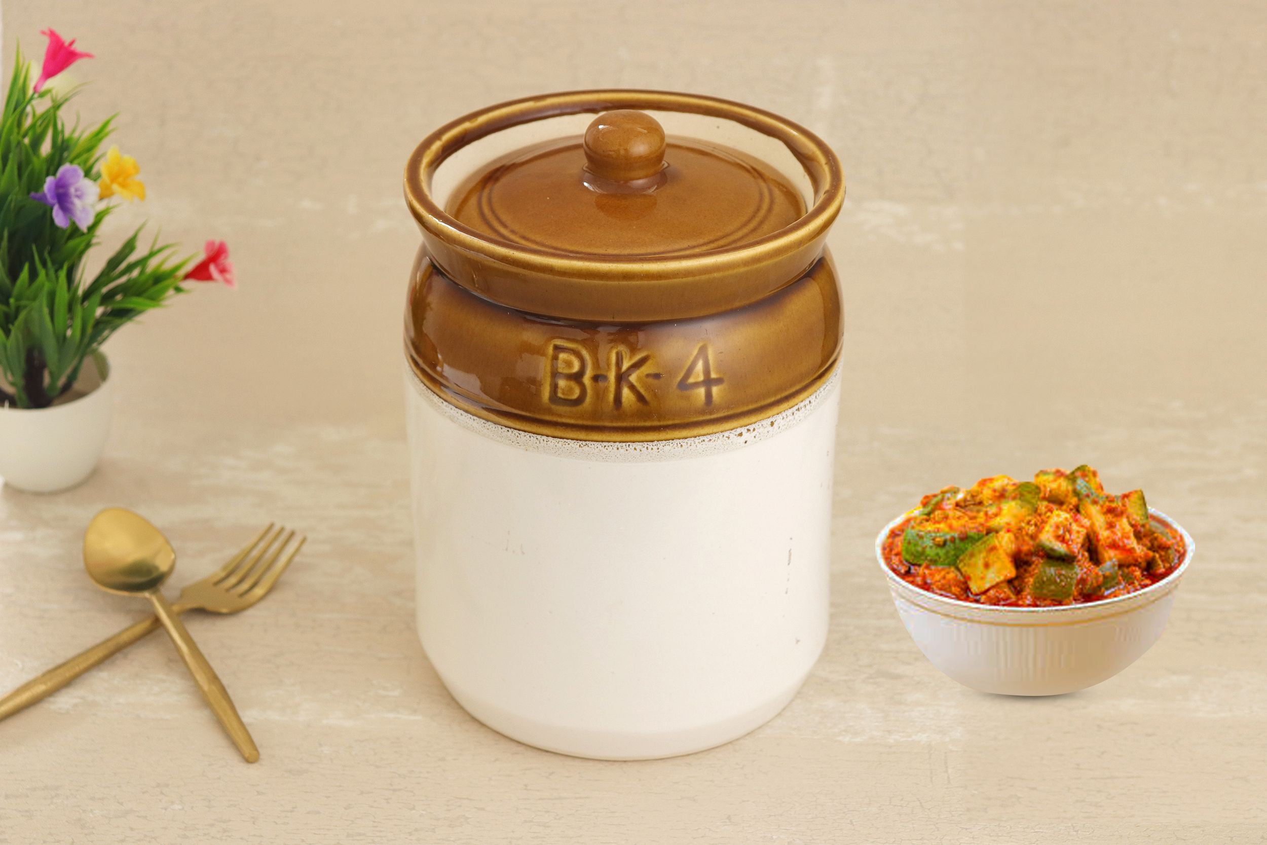 msfabiha Ceramic Pickle Jar - 4 L-picture-38
