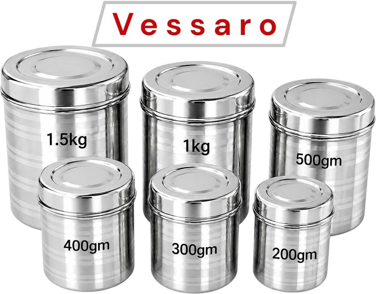Steel, Stainless Steel Grocery Container - 1500 ml, 1000 ml, 500 ml, 400 ml, 300 ml, 200 ml-image-41