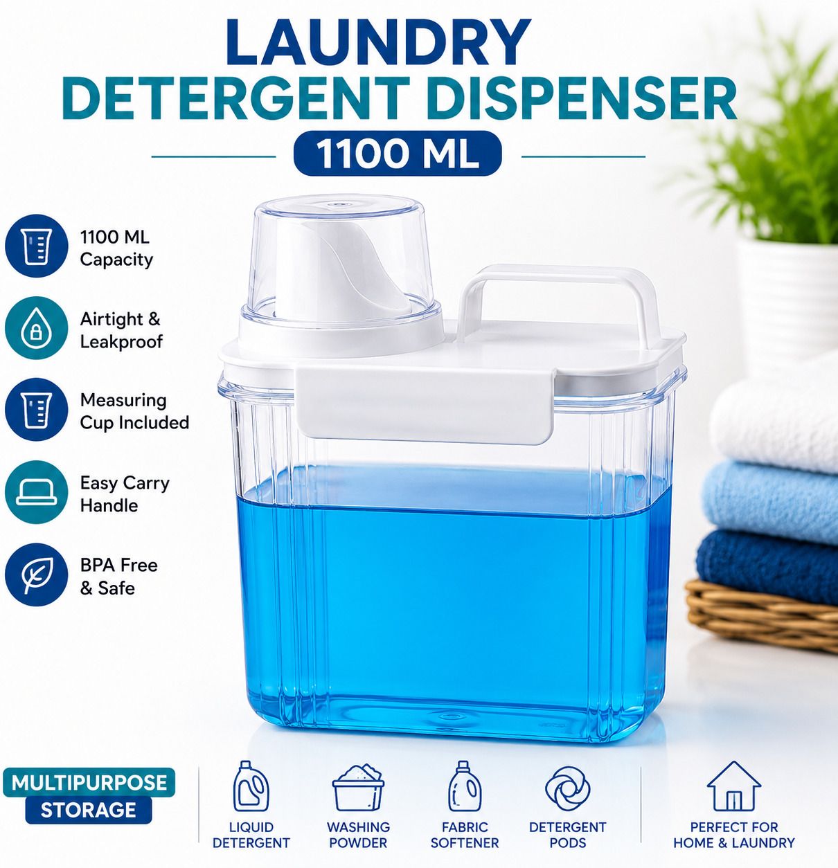 jiyango Plastic Utility Container - 1100 ml-picture-38