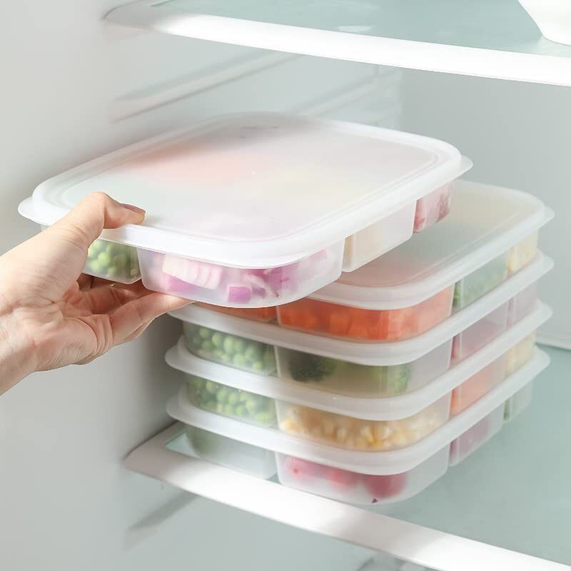 Plastic 5 Compartment Food Storage Container,Fridge Organizer/Kitchen Storage Set Storage Basket-image-27