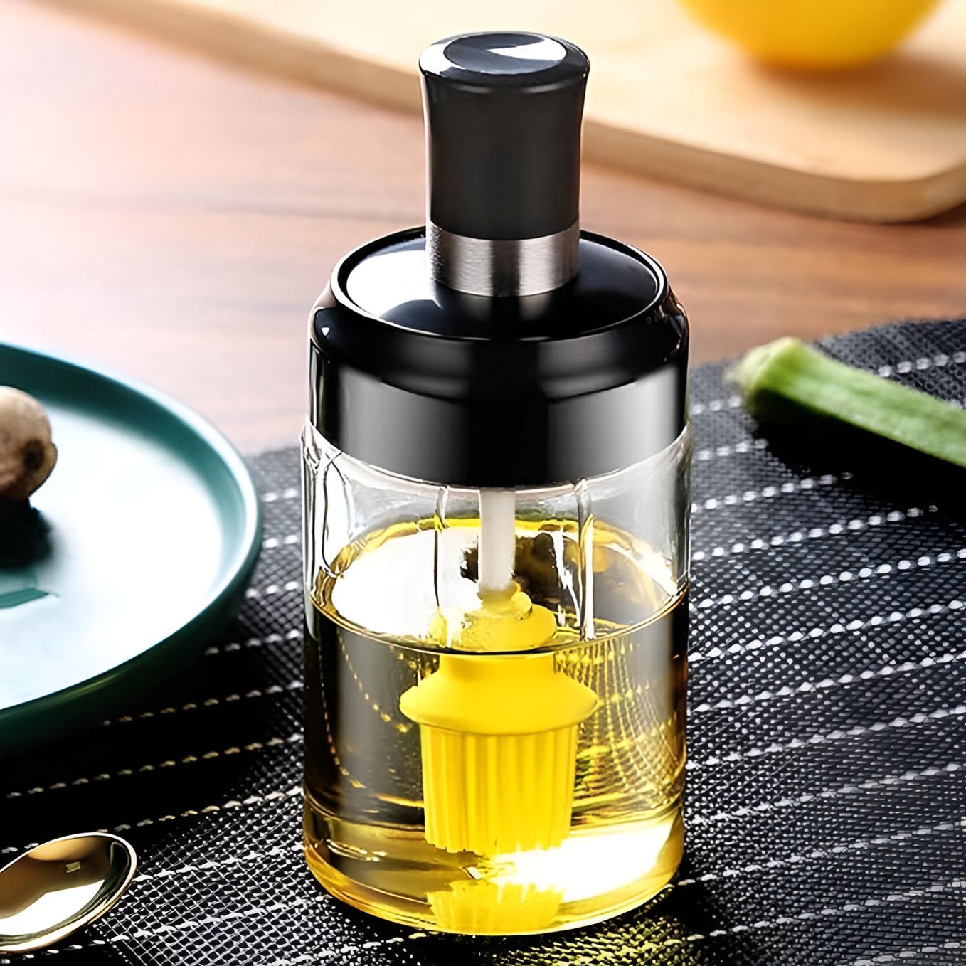 Condiment Jar and Olive Oil Bottle with Brush for Kitchen SILICON Round Pastry Brush-image-33