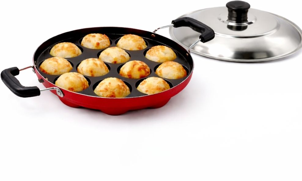 12 Cavity Non-Stick Appam Pan with Lid Model Number: AP12-RB-LID-001 Taper Fry Pan 10 cm diameter with Lid 0.5 L capacity-image-20