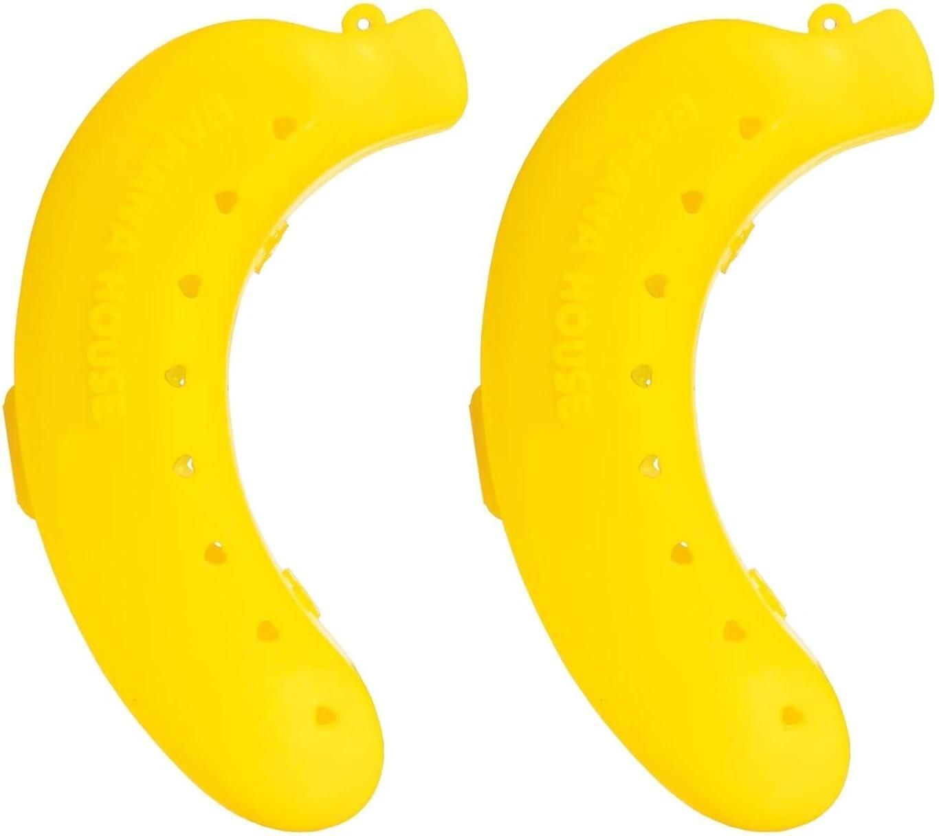 Plastic Pack of 2 Portable Banana Storage Case Plastic Banana Protector Holder Yellow Storage Basket-image-11