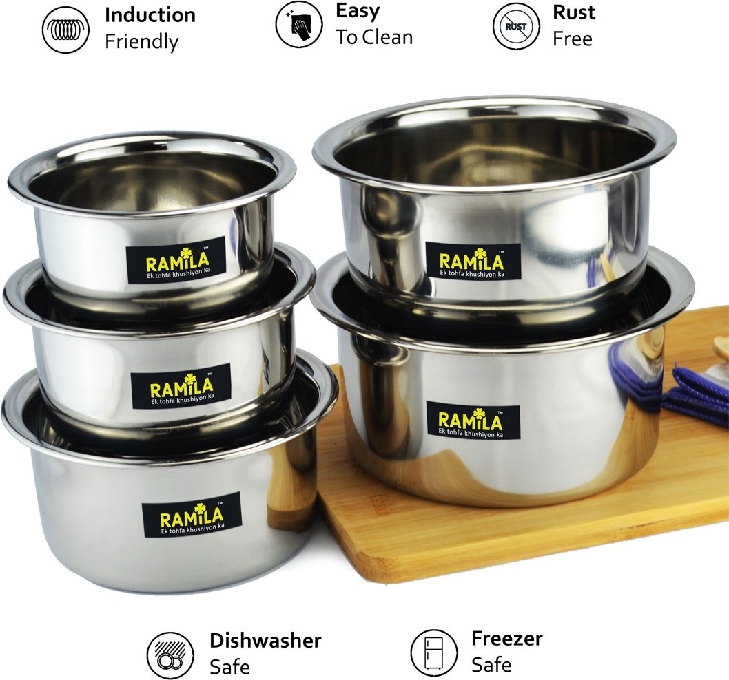 Pack of 5 Stainless Steel Dinner Set Patila ,Steel Bowl Set Dinner Set