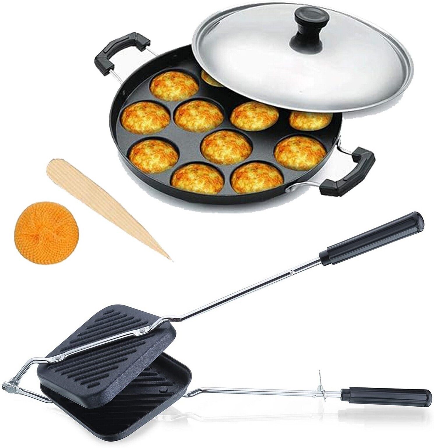 hm evotek Grill Sandwich Toaster, Gas Compatible | paniyaram pan Non Stick with Lid K5 0 W Pop Up Toaster-picture-13