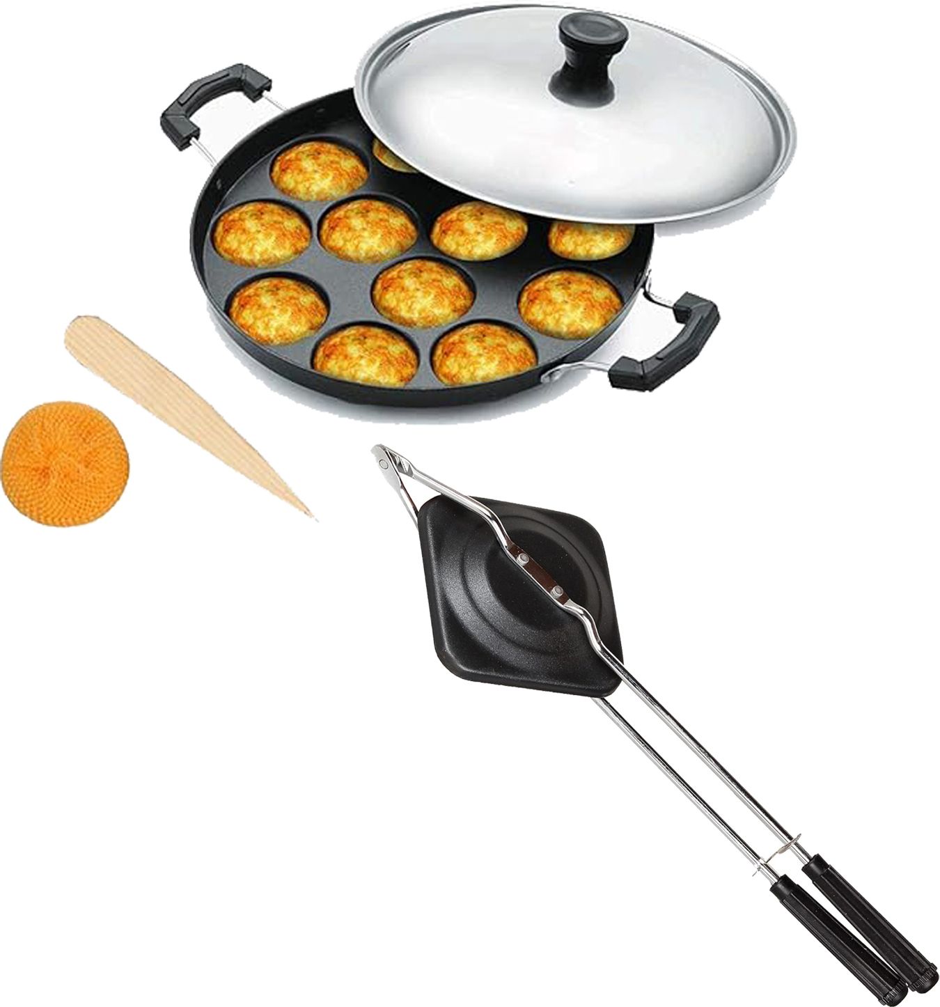 narv Sandwich Gas Toaster Regular & 12 Cavity Appam Patra with Stainless Steel Lid K3 0 W Pop Up Toaster-picture-38