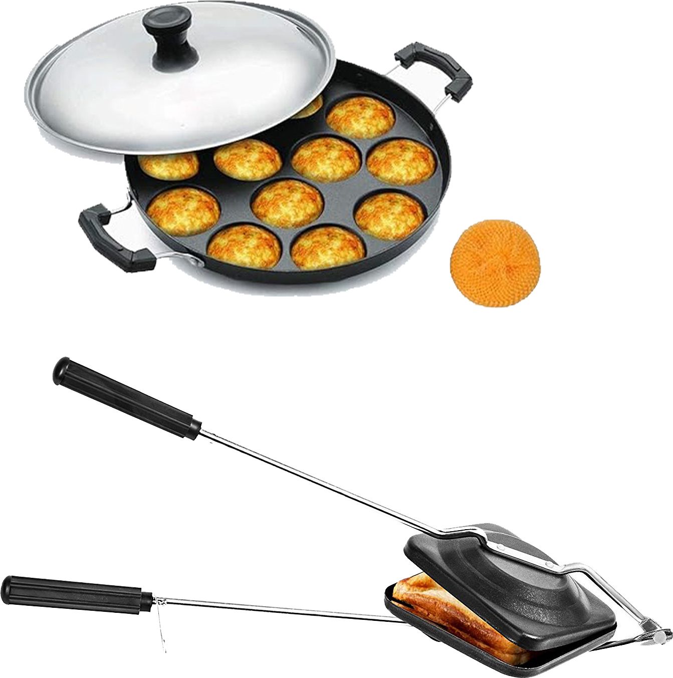 narv Sandwich Gas Toaster Regular & 12 Cavity Appam Patra with Stainless Steel Lid K2 0 W Pop Up Toaster-picture-14