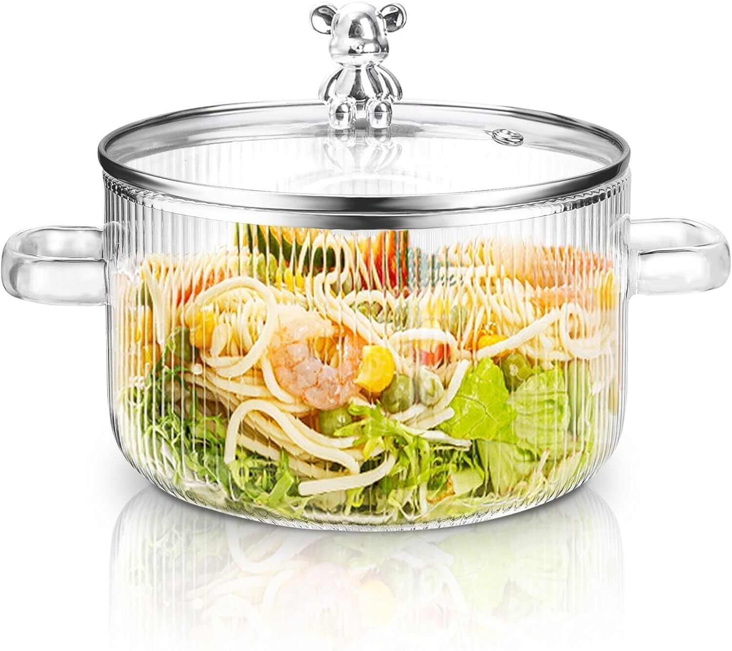 otak Cooking Pot Mixing Bowl with Lid Microwave Safe Cook and Serve Casserole-picture-0