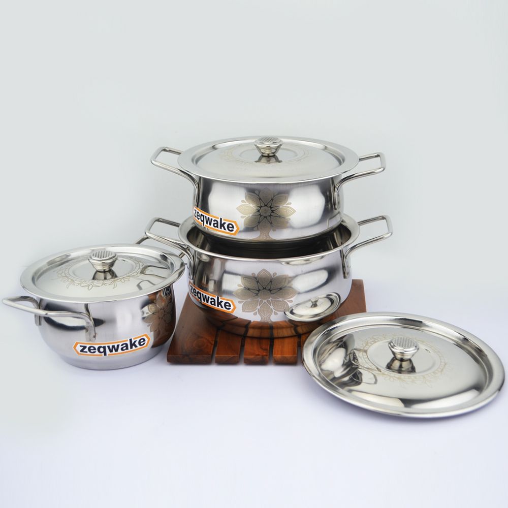 Pack of 6 Stainless Steel Dinner Set | Steel Set - Laser Design ( Premium Quality ) Dinner Set-image-46