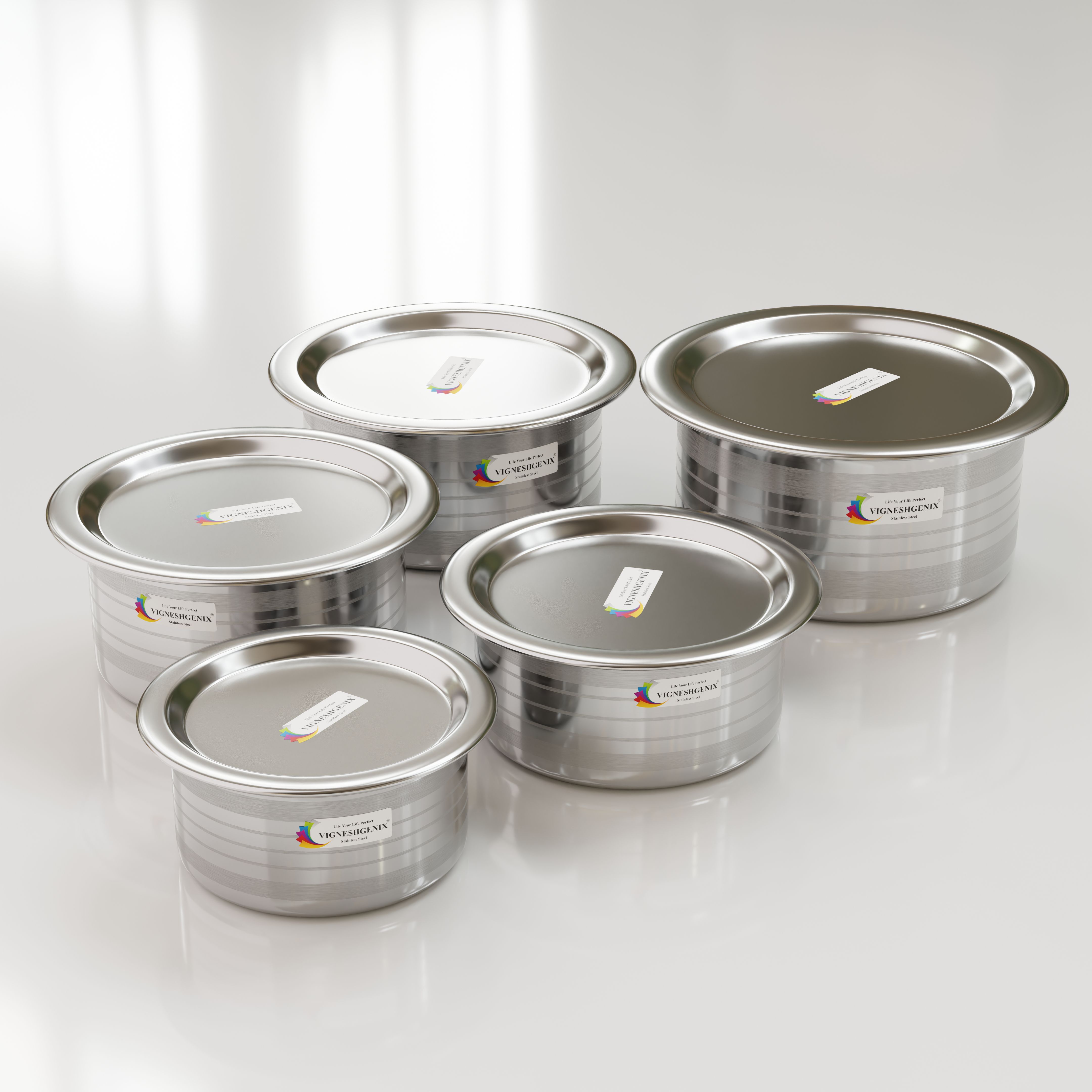 vigshrise Silver Line Stainless Steel Cookware Set – Tope, Patila & Handi Set Bowl Serving Set-picture-18