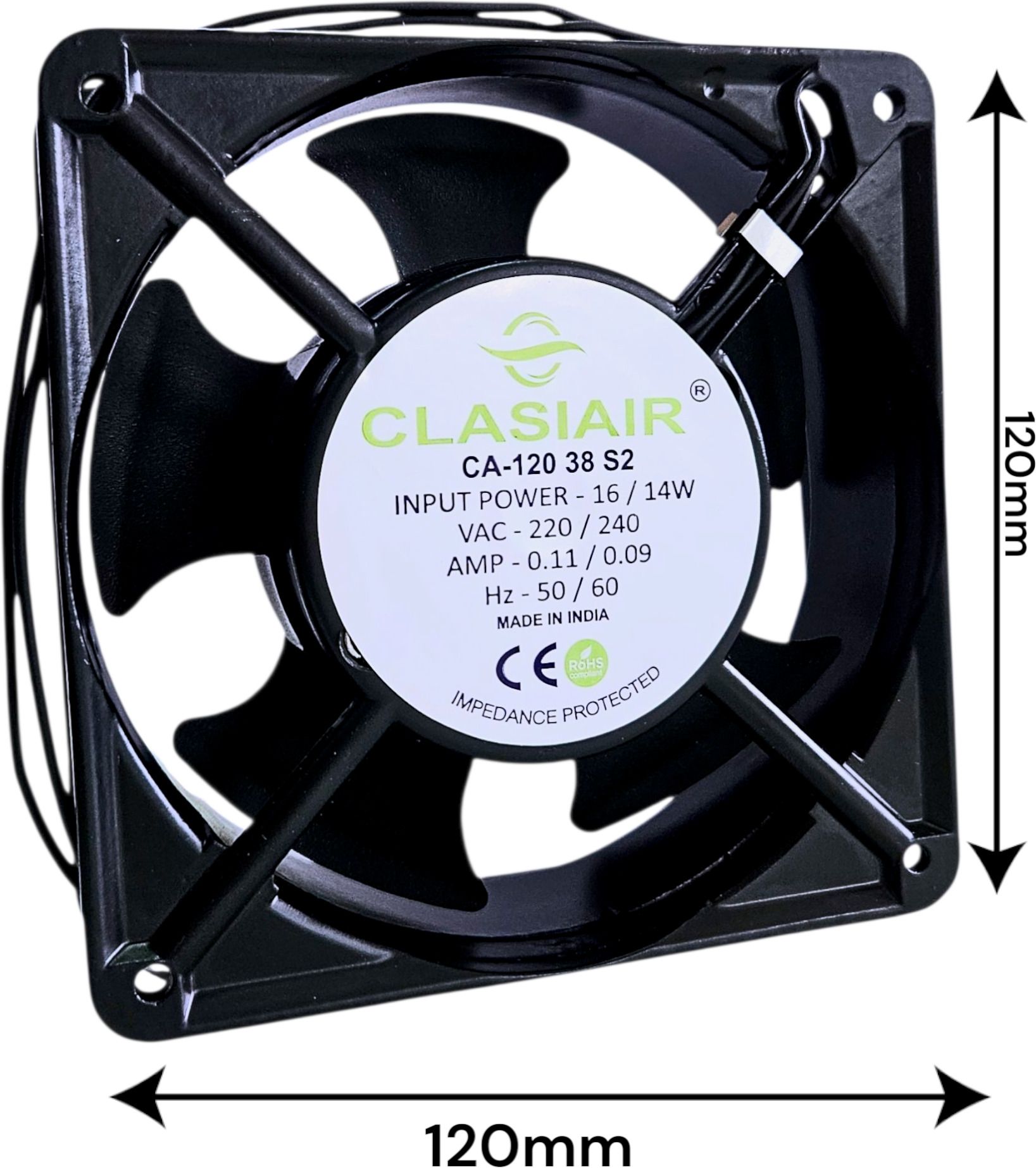 clasiair 120X120X38MM (4 INCHES) 220VAC 16 WATTS COPPER WINDING LONG LIFE AC AXIAL FAN Cooling Fan All in one Cooler-image-37