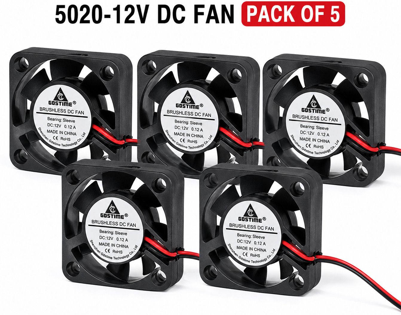 RADHHIKAA 5020 12V DC Brushless Cooling Fan 50x50x20mm High Airflow Fan(Pack of 5) Cooling Fan Cabinet Cooler-image-21