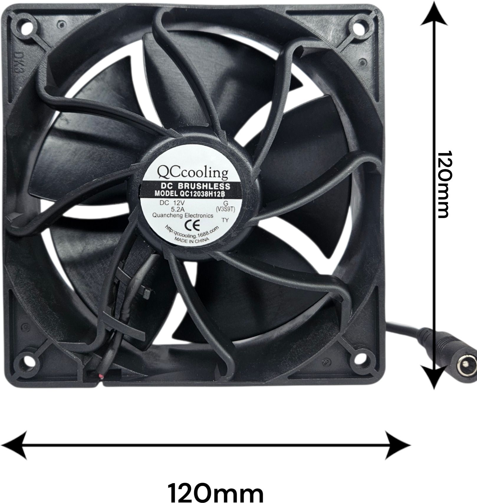 Black Air QC12038H12B 12VDC 5.2A DC BRUSHLESS FAN WITH GRILL FOR INFLATBALE AND CPU Cooling Fan Cabinet Cooler-picture-17