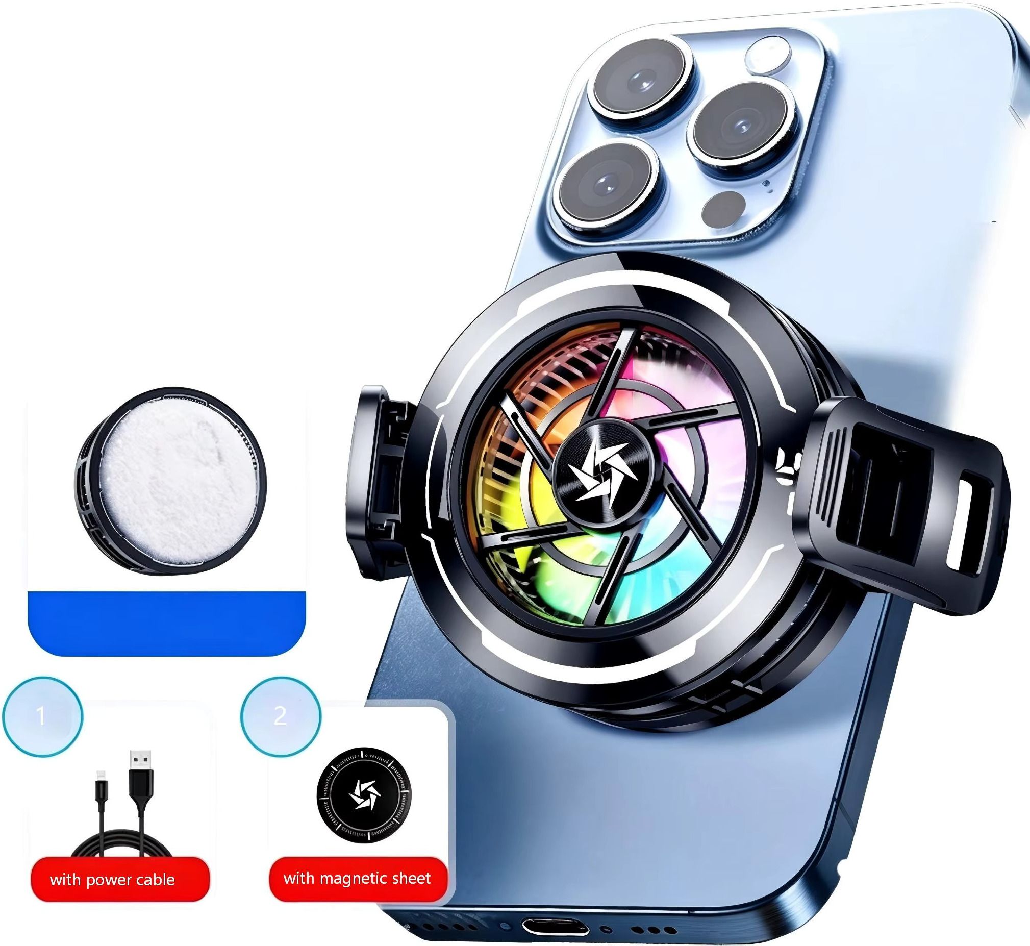 Cubonic SL70 12W Magnetic Cell Phone Cooler, RGB Phone Cooling Fan Portable Cooling Fan Cabinet Cooler-image-20