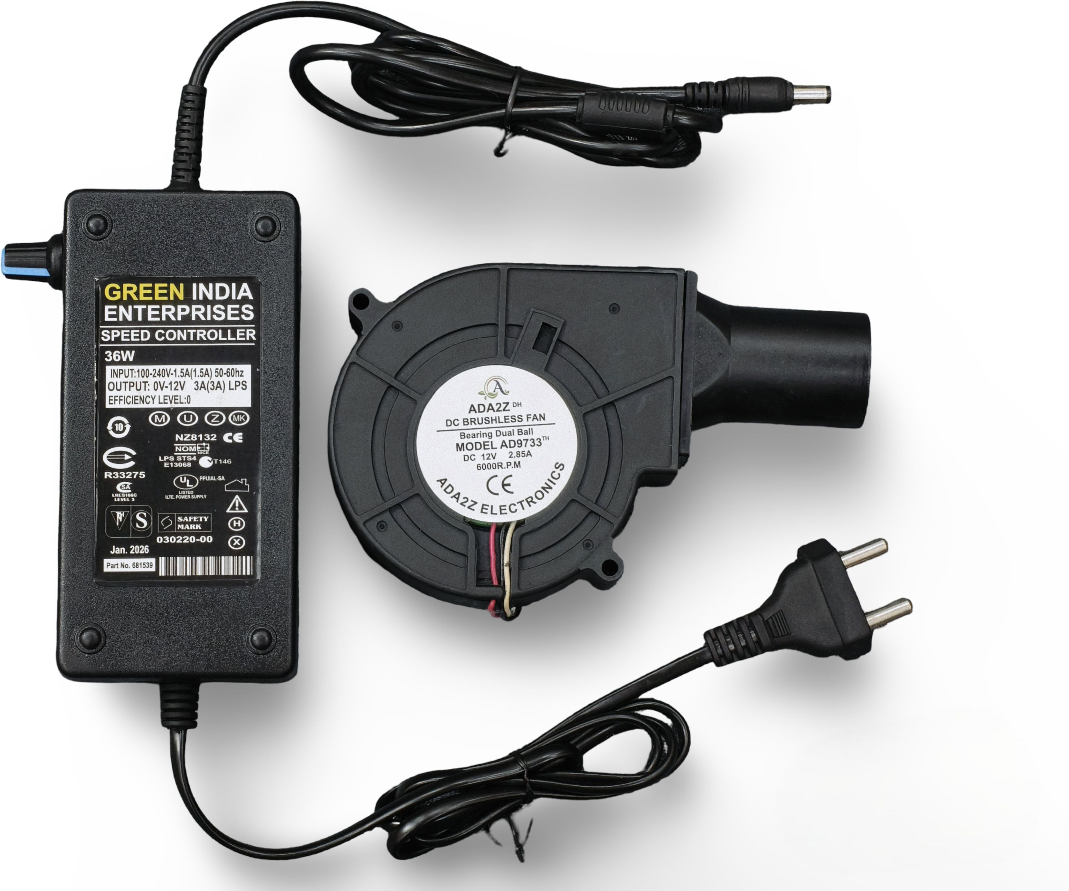 ADA2Z DC 12V 2.85AMP MODEL AD9733 HIGH SPEED BLOWER WITH SPEED CONTROLLER BLOWER SET Cooling Fan All in one Cooler-image-4