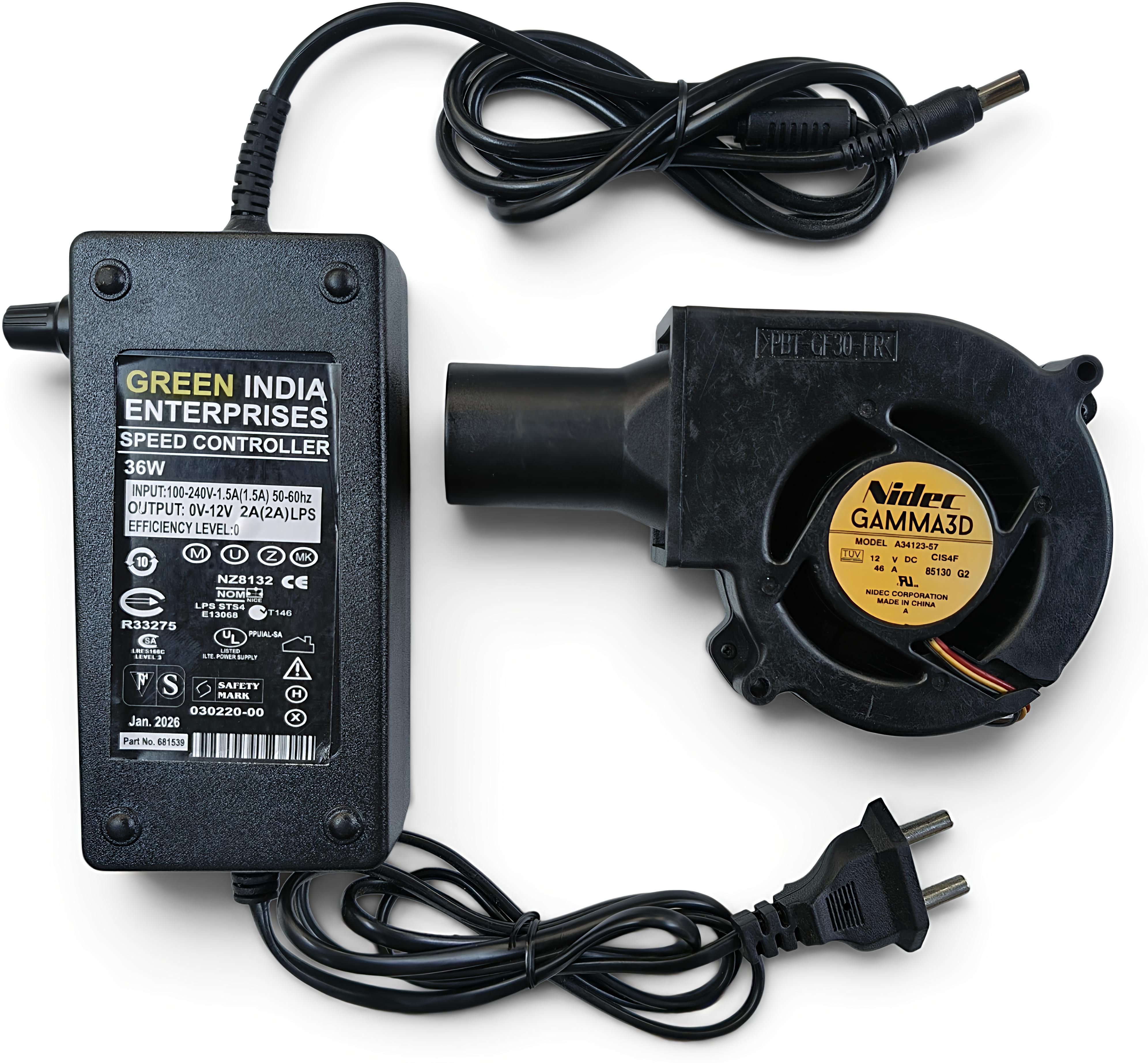 ADA2Z DC 12V 0.46A MODEL A34123 4000 RPM SIZE 97X97X33mm WITH CONTROLLER BBQ STOVE SET Cooling Fan All in one Cooler-image-1