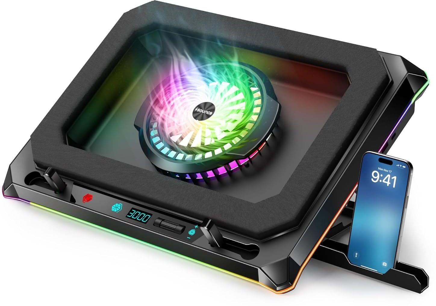 sounce RGB Laptop Cooling Pad,140mm Fan,Dual USB,Mobile Holder | SNC-140MMRGBCOOLING 1 Fan Ergonomic Cooling Pad with Adjustable Height-image-29