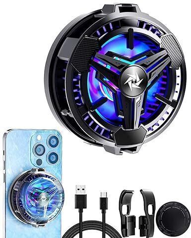 PAPLAJ ENTERPRISES NEW_Mobile Cooler,Semiconductor Technology Phone Cooler for iPhone 13/14/15/16 1 Fan Ergonomic Cooling Pad