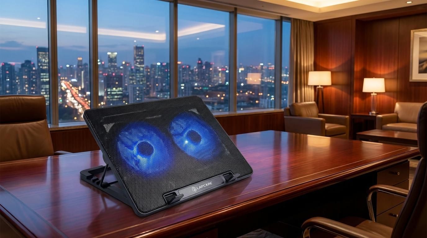 LAPCARE ChillMate Laptop Cooling Stand DCX-A101 with Dual Fan & Height Adjustment 2 Fan Ergonomic Cooling Pad with Adjustable Height-image-17