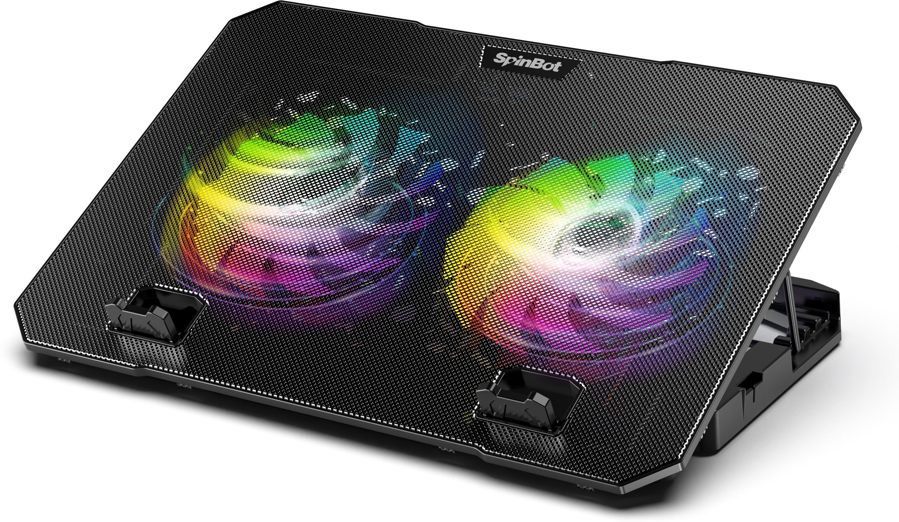 SpinBot AirFlow X10 |2 Fans|RGB Lights|Speed Slider|Metal Body| 2 Fan Ergonomic Cooling Pad with Adjustable Height-image-14