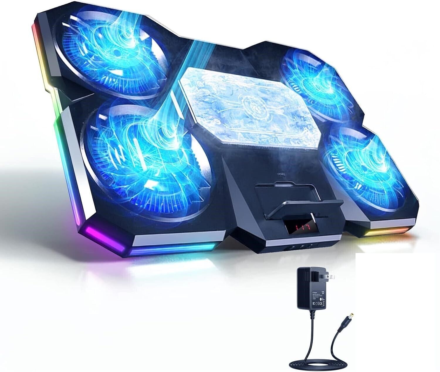Cubonic H5 Laptop Cooler Thermoelectric Semiconductor|27W| 4-Fan|10 Mode RGB|3 Speed 4 Fan Cooling Pad-image-25