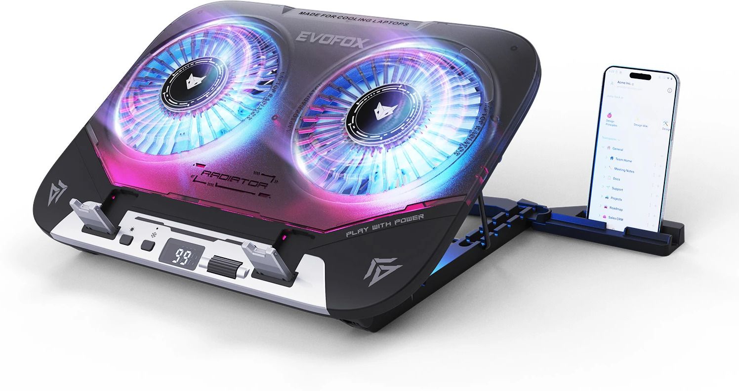 EVOFOX Blizzard 2 Xtreme 17 Inches with Dual Semiconductor Plates and RGB 2 Fan Ergonomic Cooling Pad with Adjustable Height