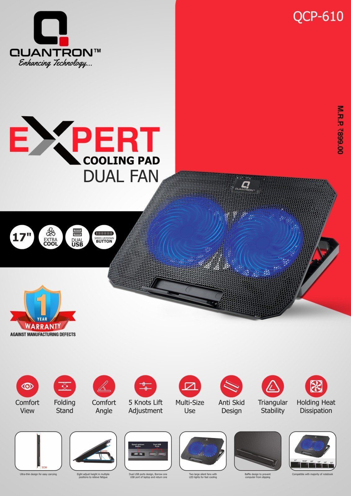 Quantron QCP - 610 2 Fan Cooling Pad-image-11