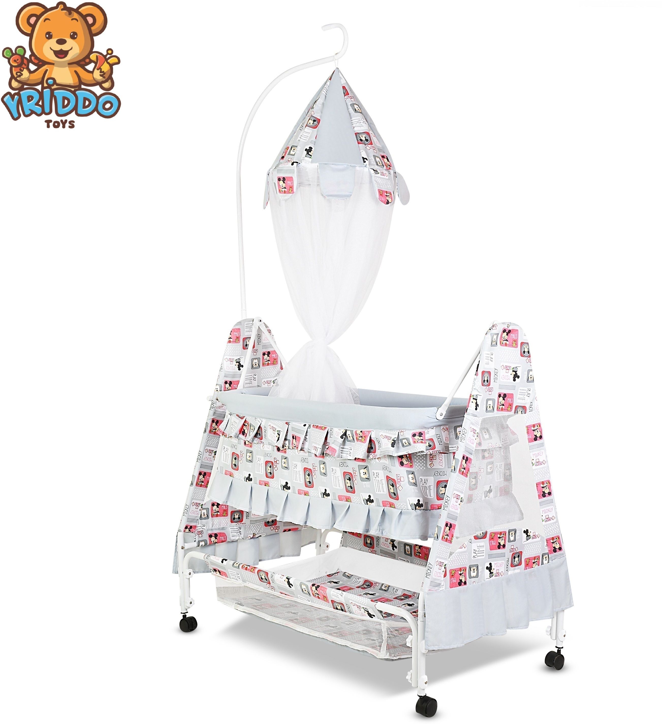 Cradle for kids cradle for baby boy and girl Cradle With Swing & Mosquito Net Bassinet-image-3