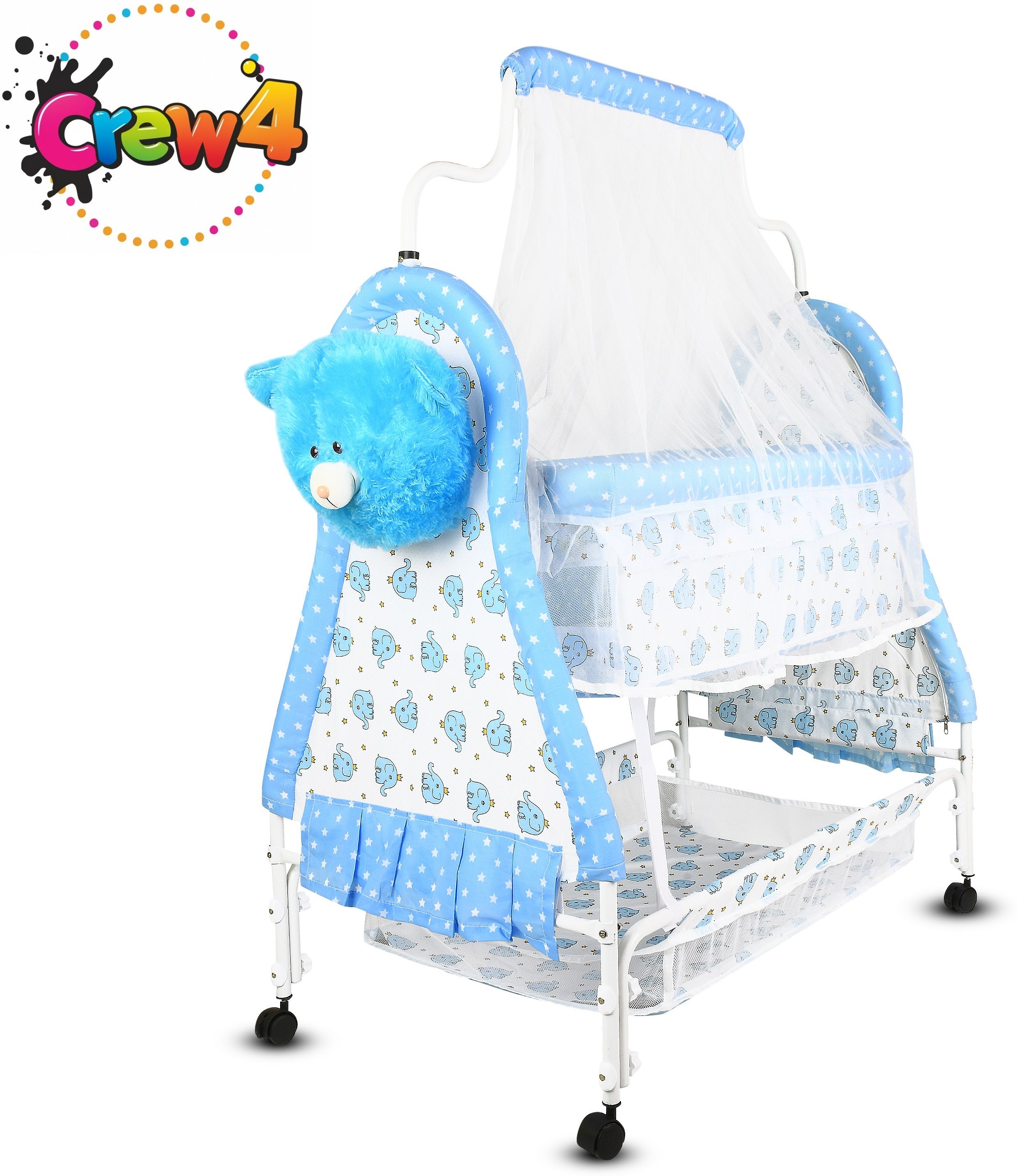crew4 Cradle for kids cradle for baby boy and girl Cradle With Swing & Mosquito Net Bassinet-picture-41
