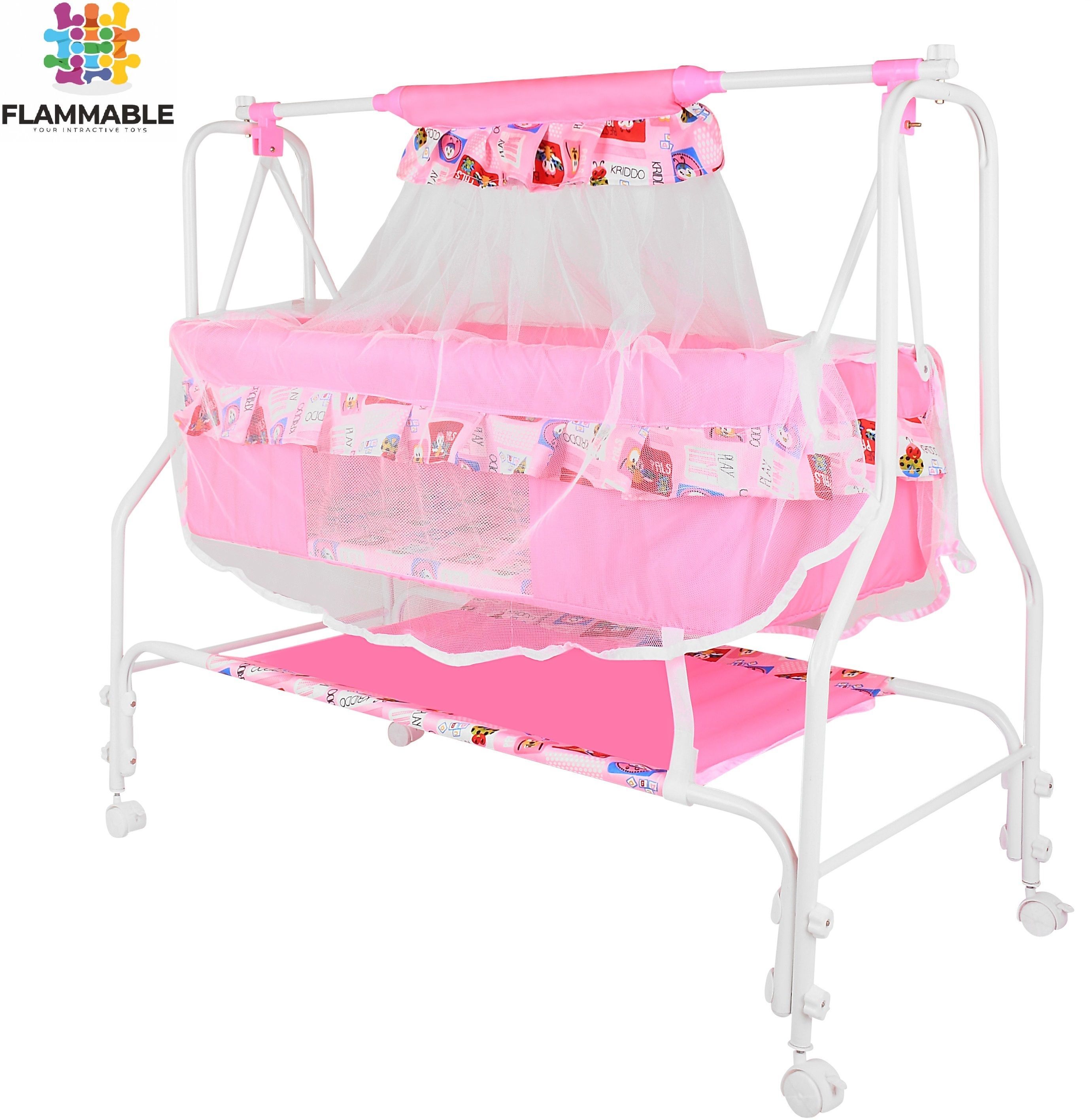 flammable Cradle for kids cradle for baby boy and girl Cradle With Swing & Mosquito Net-picture-48