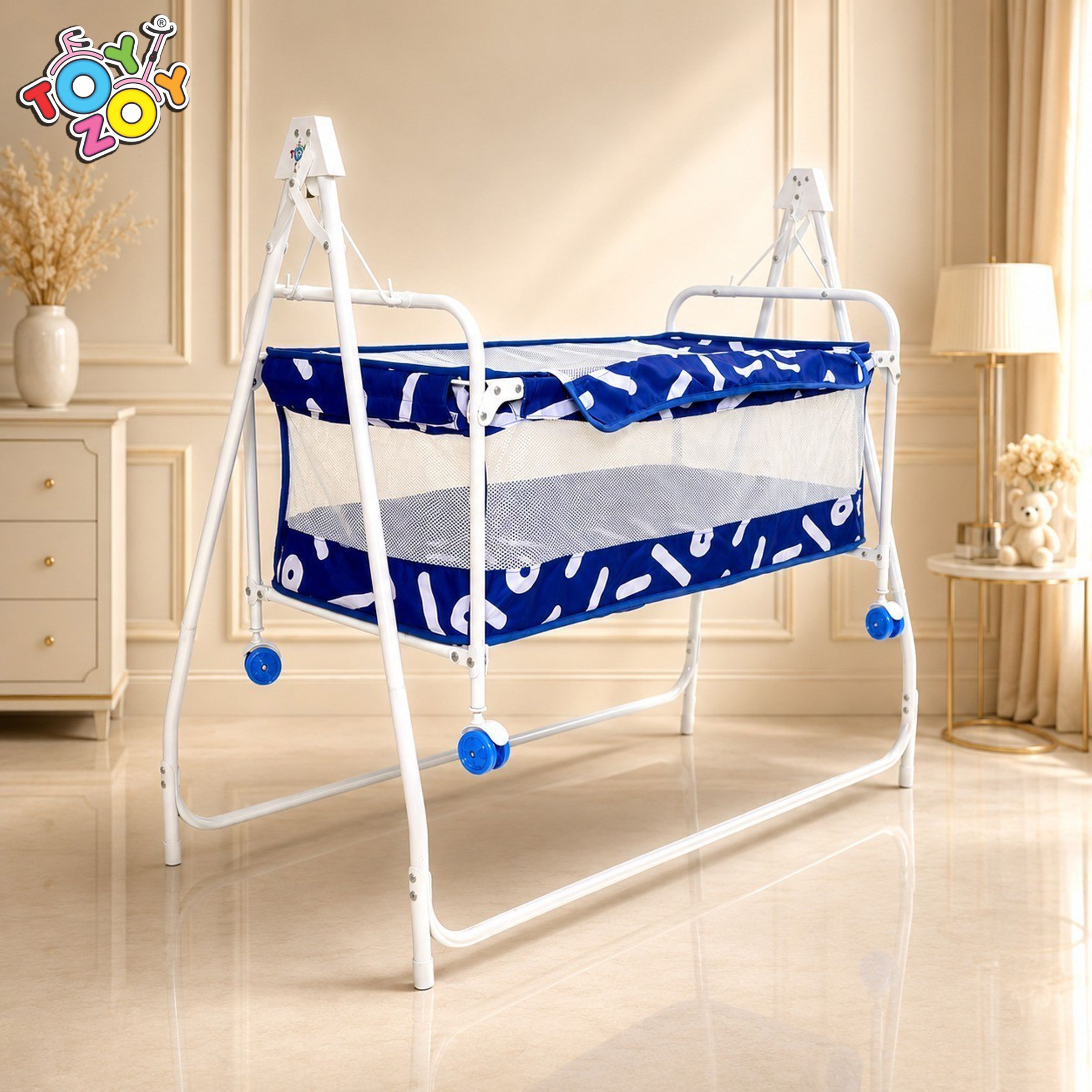 toyzoy Premium Luxury Baby Cradle Cum Swing with Ultra-Comfort Mattress & Mosquito Net-picture-12