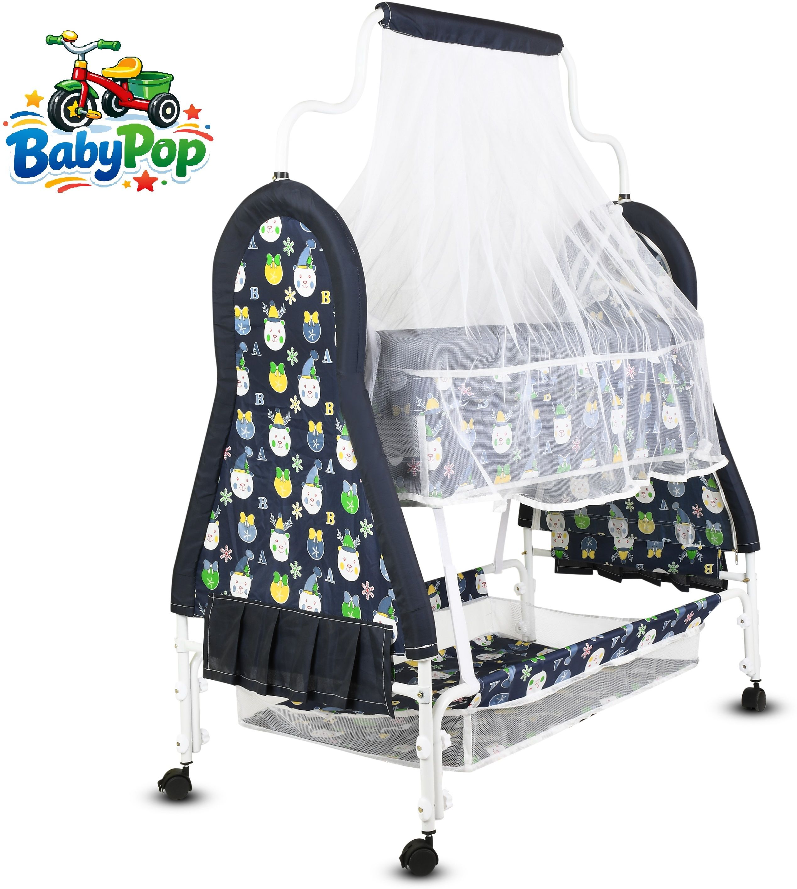 Cradle for kids cradle for baby boy and girl Cradle With Swing & Mosquito Net Bassinet-image-40