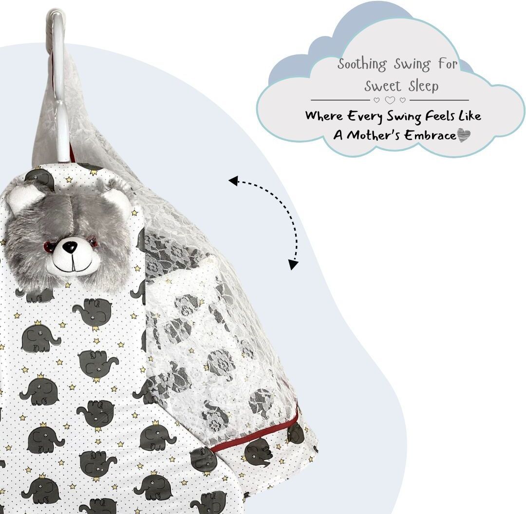 Elephant Baby Cradle With Mosquito Net , Soft Cushion for newborns, Bassinet