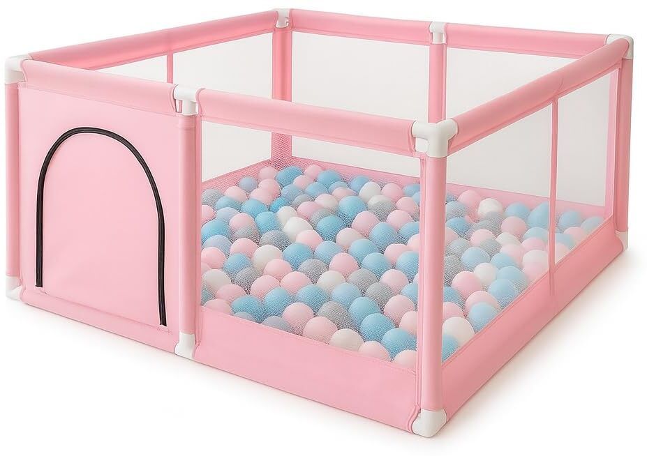crega Baby Playpen with Balls – Portable Play Yard with Mesh Panels Bassinet-picture-28