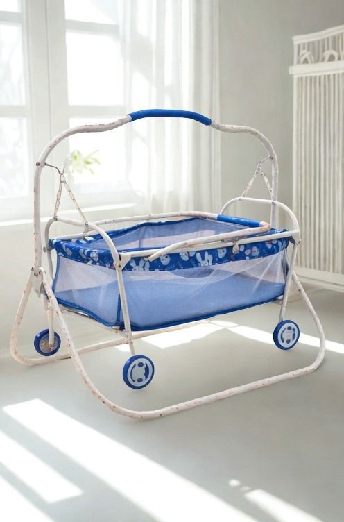 imphi Baby Cradle with Wheels and Breathable Fabric for Newborn Comfort Cot-picture-37