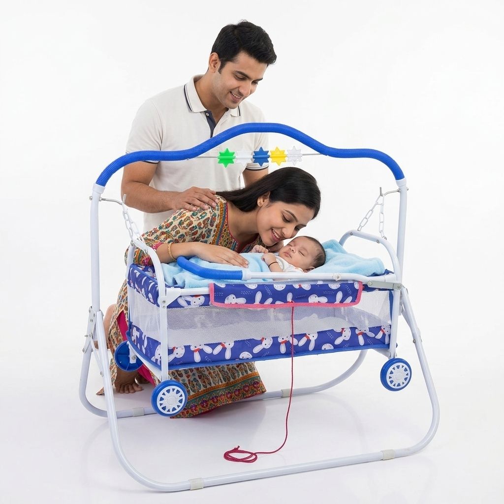 Baby Cradle with Mosquito Net & Toy Bar Bassinet-image-24