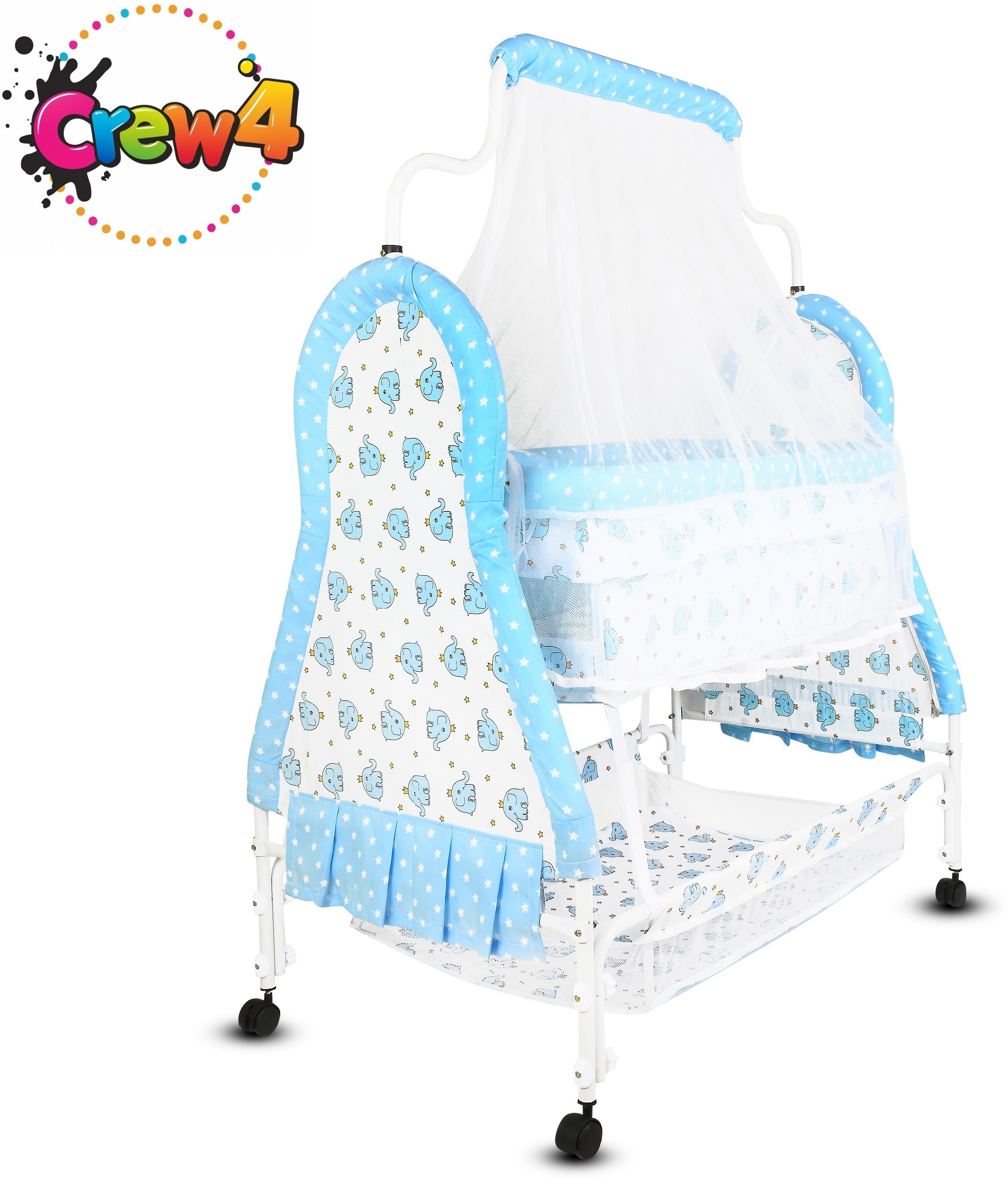 crew4 Cradle for kids cradle for baby boy and girl Cradle With Swing & Mosquito Net-picture-38