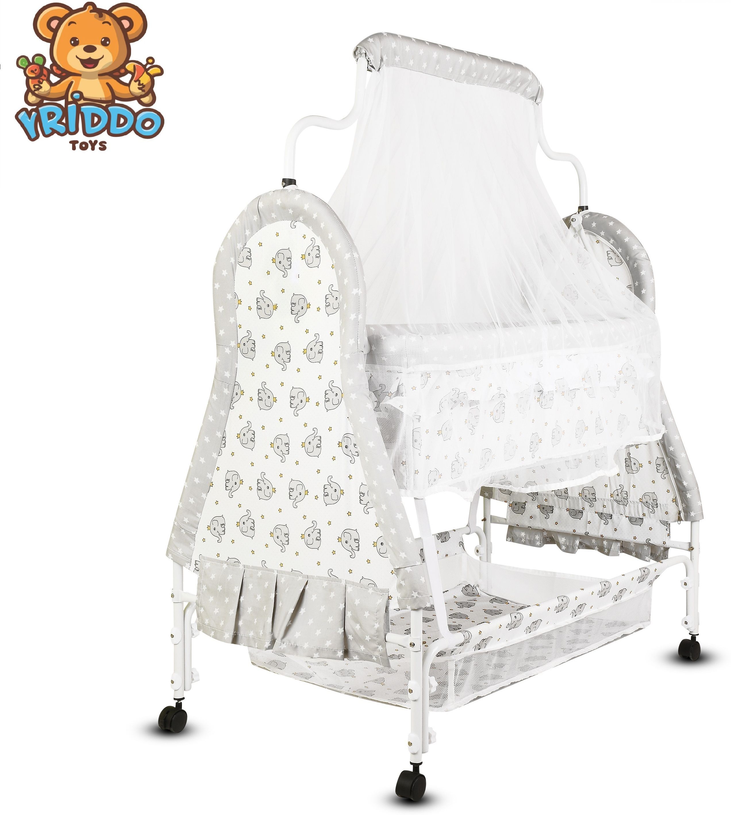 kriddo Cradle for kids cradle for baby boy and girl Cradle With Swing & Mosquito Net Bassinet-picture-22