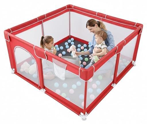 anuvya AN-Baby Playpen with Balls(RED) Bassinet-picture-24