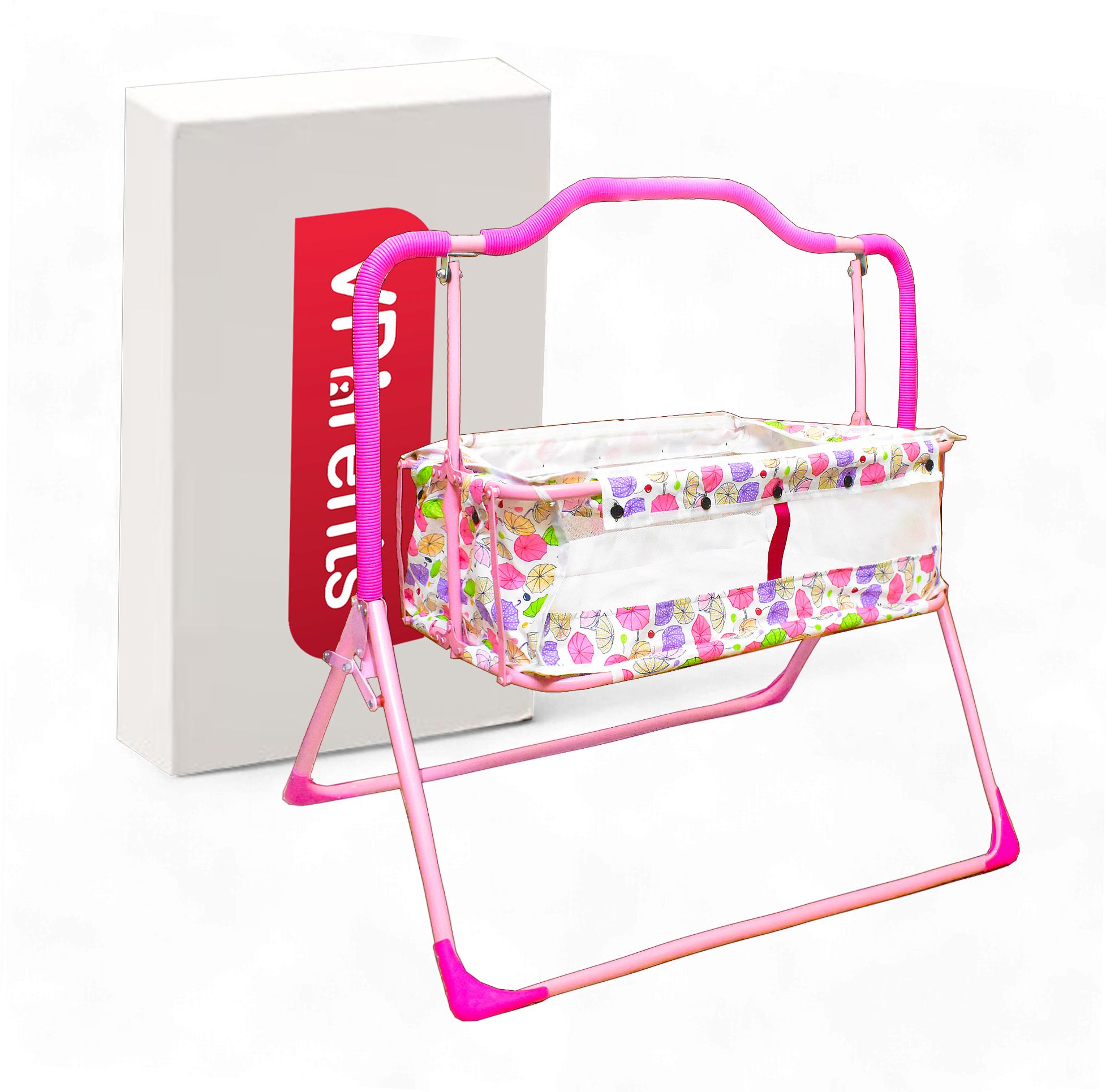 vparents Umbi New Born Baby Crib Bassinet cot Swing Cradle Jhula Palna (Pink) Cot-picture-35