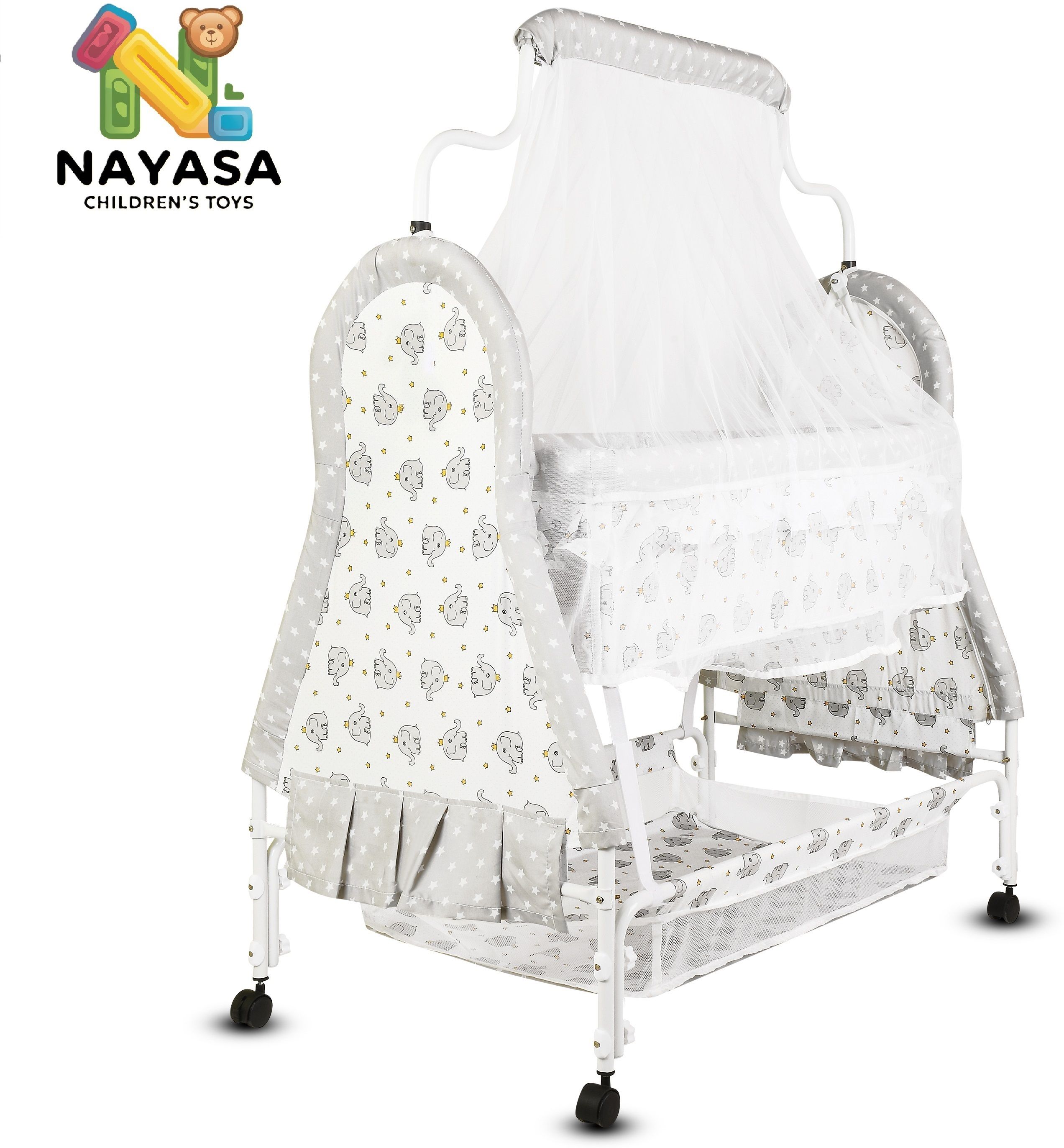 nayasa Cradle for kids cradle for baby boy and girl Cradle With Swing & Mosquito Net-picture-49
