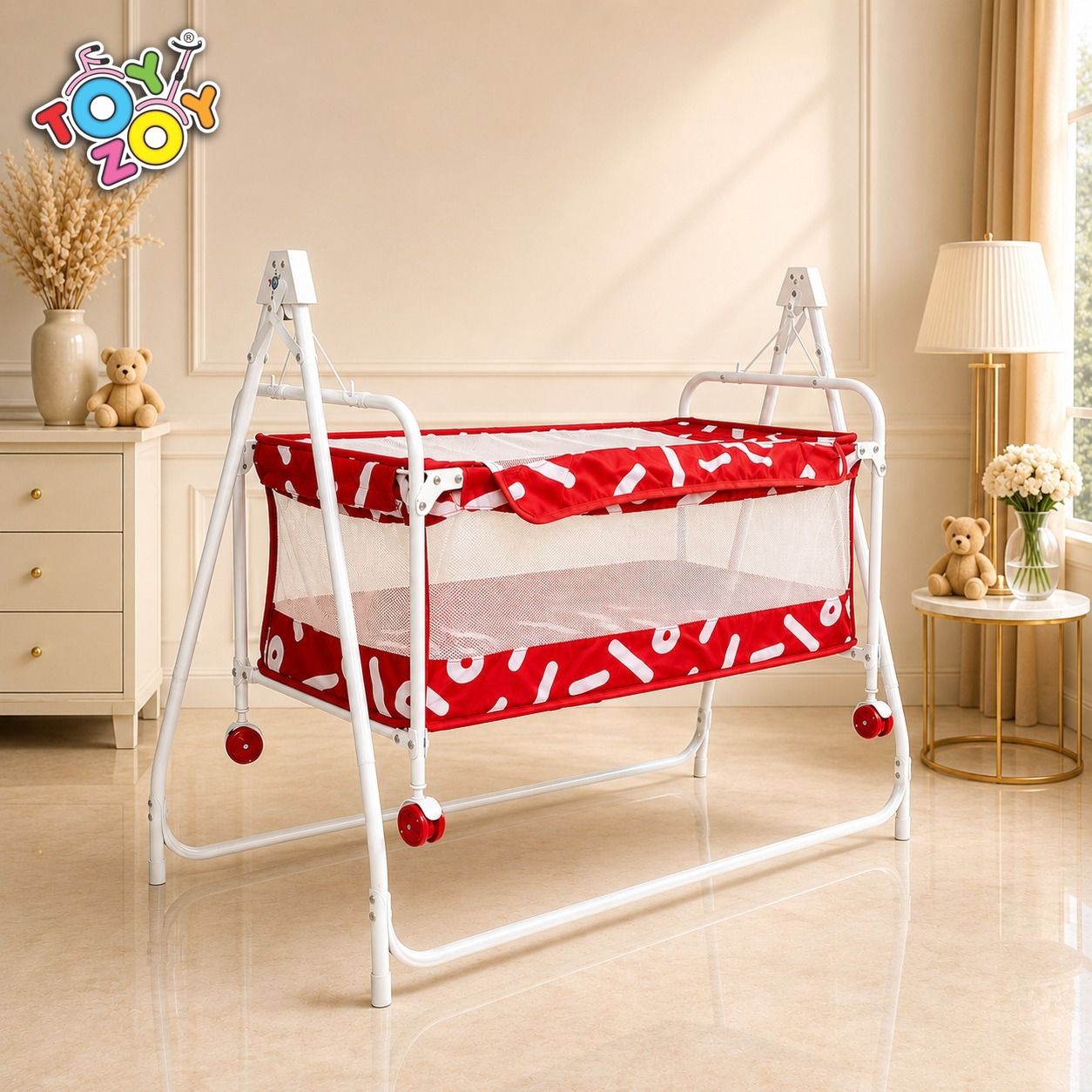 toyzoy Premium Luxury Baby Cradle Cum Swing with Ultra-Comfort Mattress & Mosquito Net-picture-13