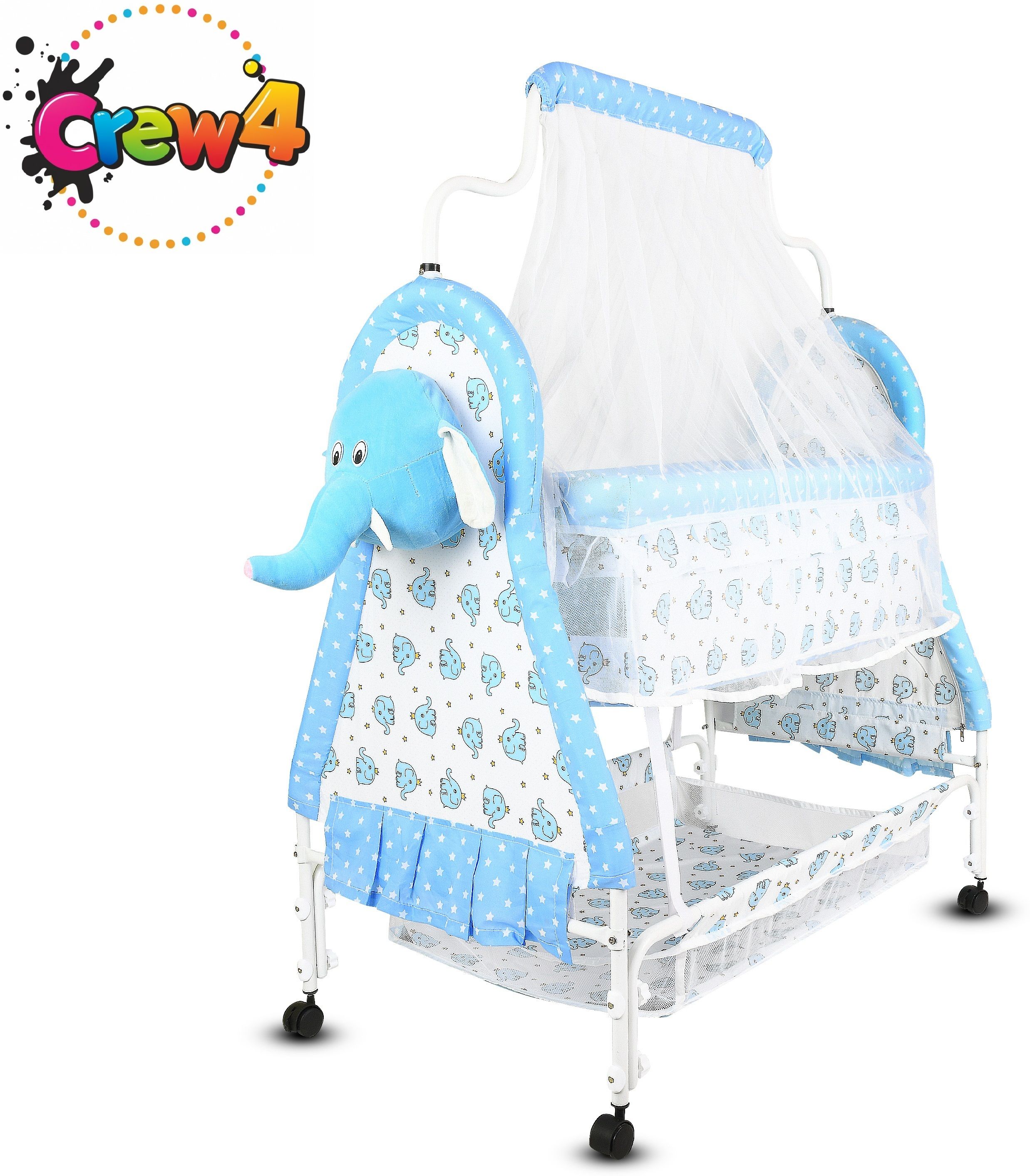 crew4 Cradle for kids cradle for baby boy and girl Cradle With Swing & Mosquito Net-picture-34