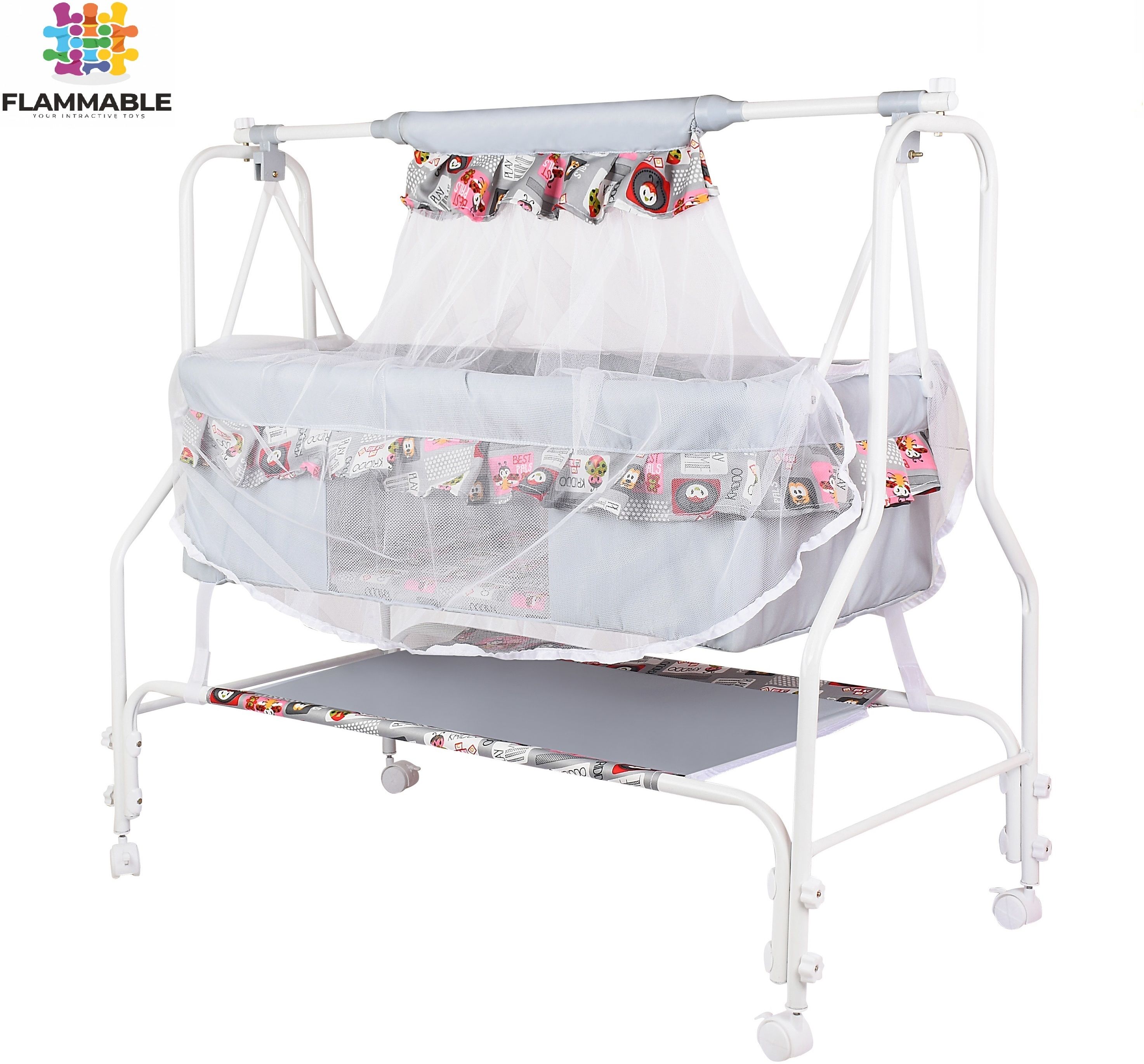 flammable Cradle for kids cradle for baby boy and girl Cradle With Swing & Mosquito Net-picture-33