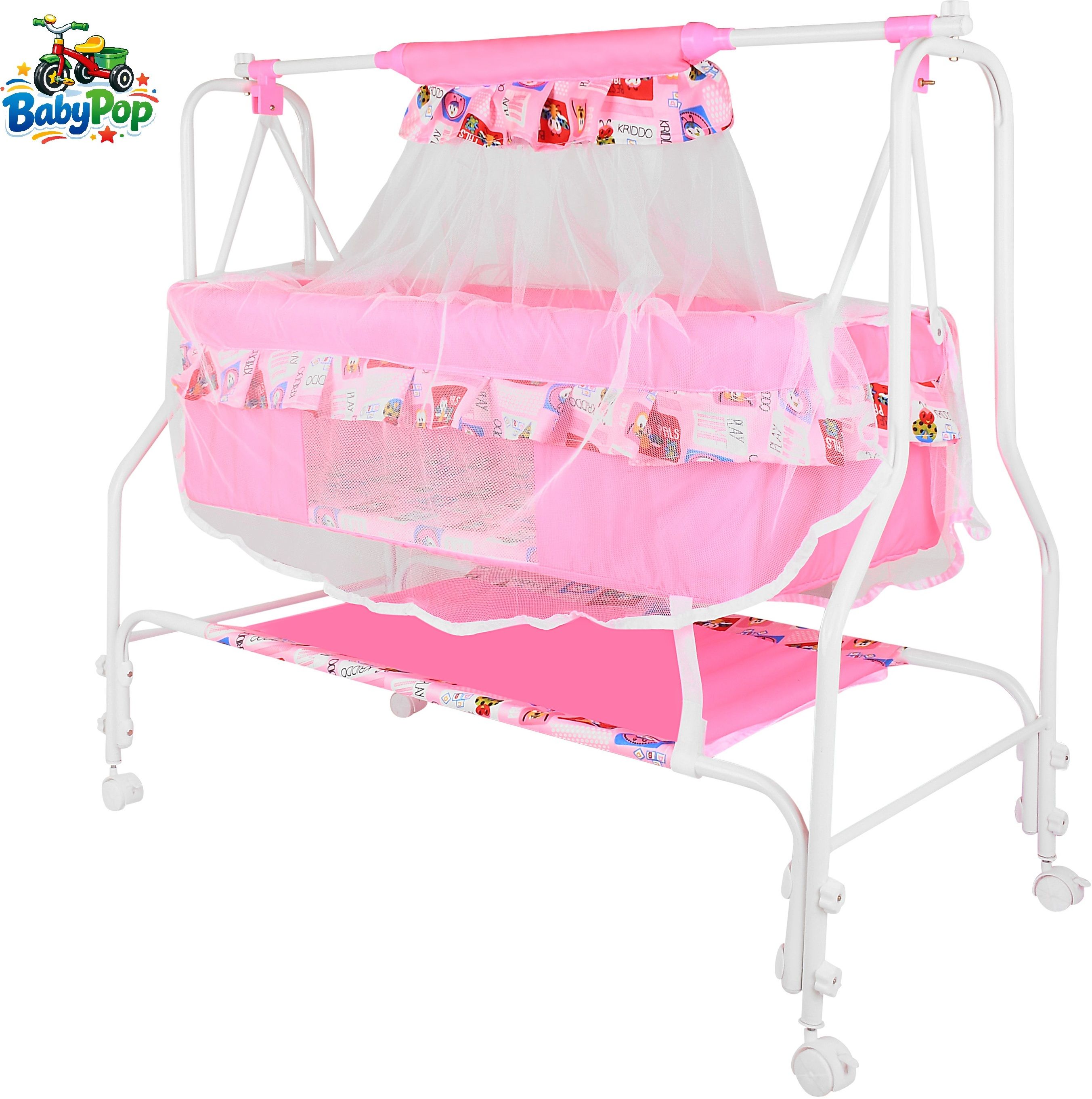 Cradle for kids cradle for baby boy and girl Cradle With Swing & Mosquito Net Bassinet-image-39