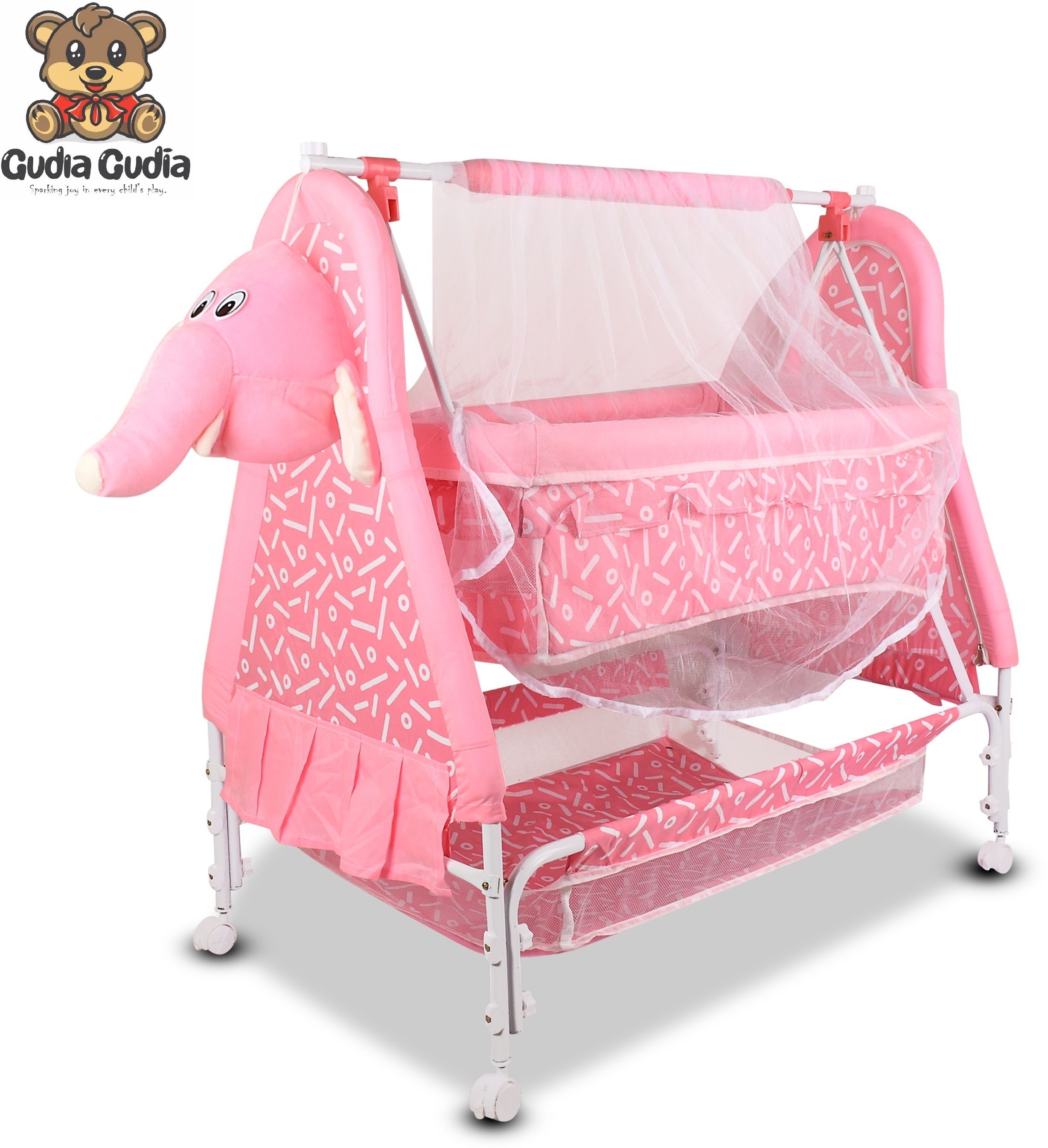 gudda gudia Cradle for kids cradle for baby boy and girl Cradle With Swing & Mosquito Net-picture-33