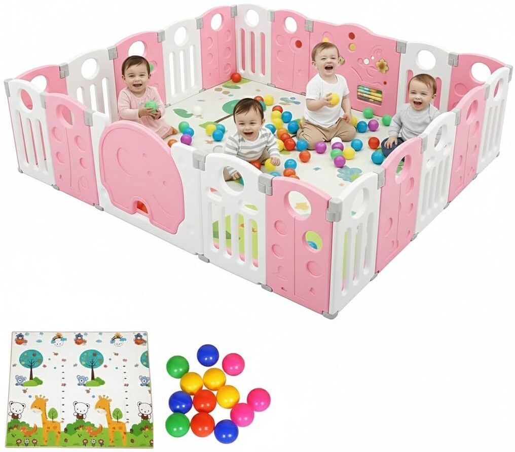 nucarture 20 Panel Baby Playpen with Mat & Play Balls, Kids Fence for Indoor & Outdoor-picture-23