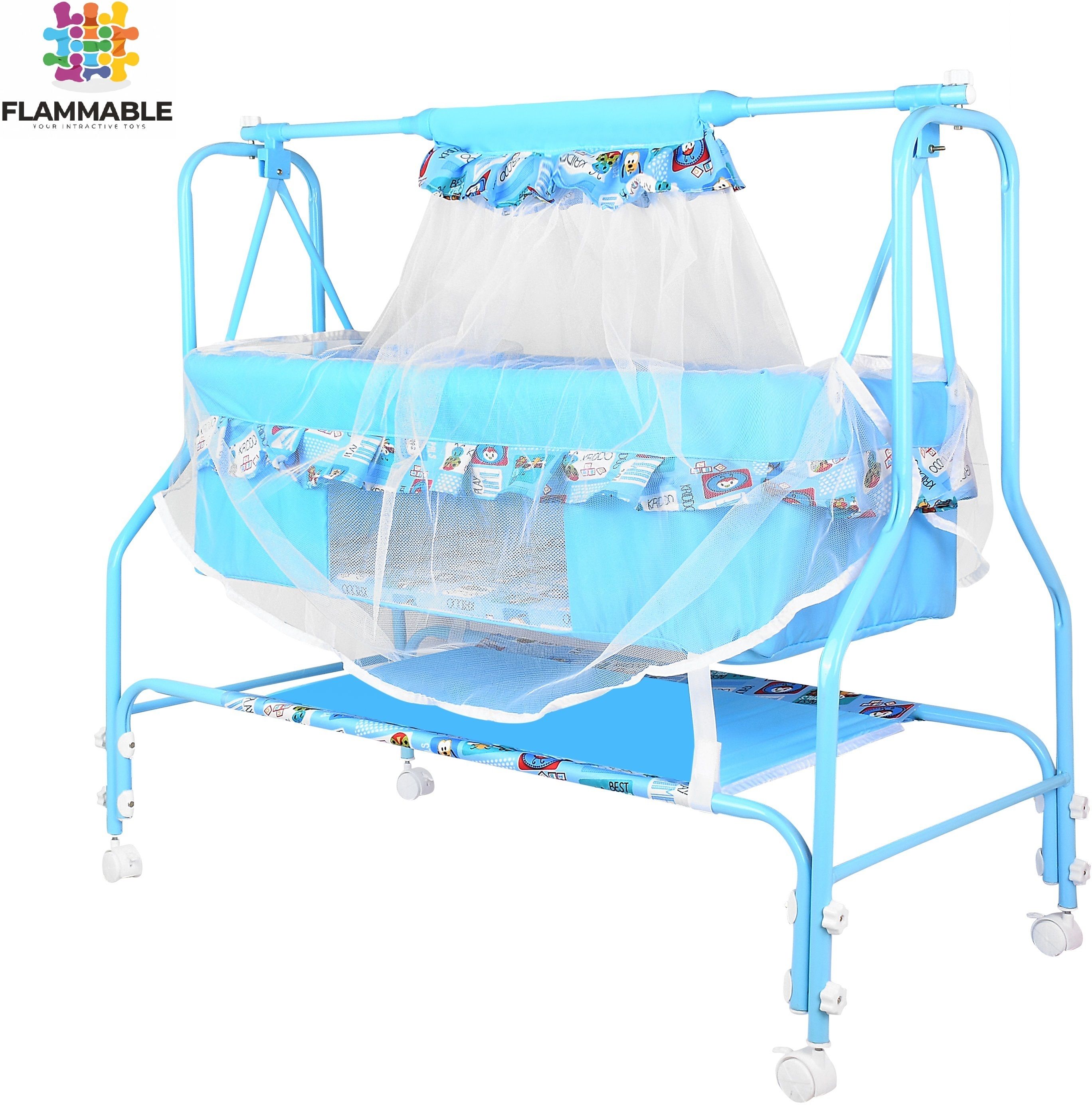 flammable Cradle for kids cradle for baby boy and girl Cradle With Swing & Mosquito Net-picture-10